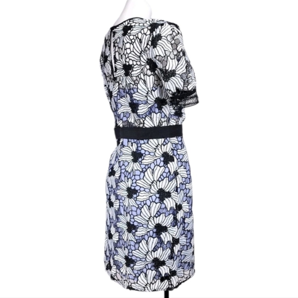 Romeo & Juliet Floral Lace Sheath‎ Dress Black White Blue Knee Length Size Small - Picture 7 of 16